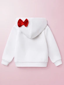 Maija Kids HELLO KITTY AND FRIENDS | SHEIN Maija Kids 女童小女孩優雅仙女公主貓頭鷹海德薇圖案白色圓領衛衣與格紋裙套裝，返校、婚禮、7歲生日、秋季 - 白色 - 查看 3