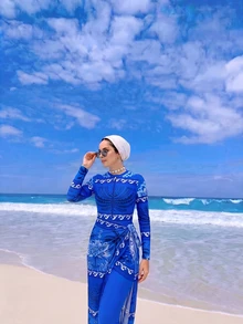 Swim Shayni 漸層拉鍊多件式優雅保守女款泳衣套裝 - 彩色 - 查看 3