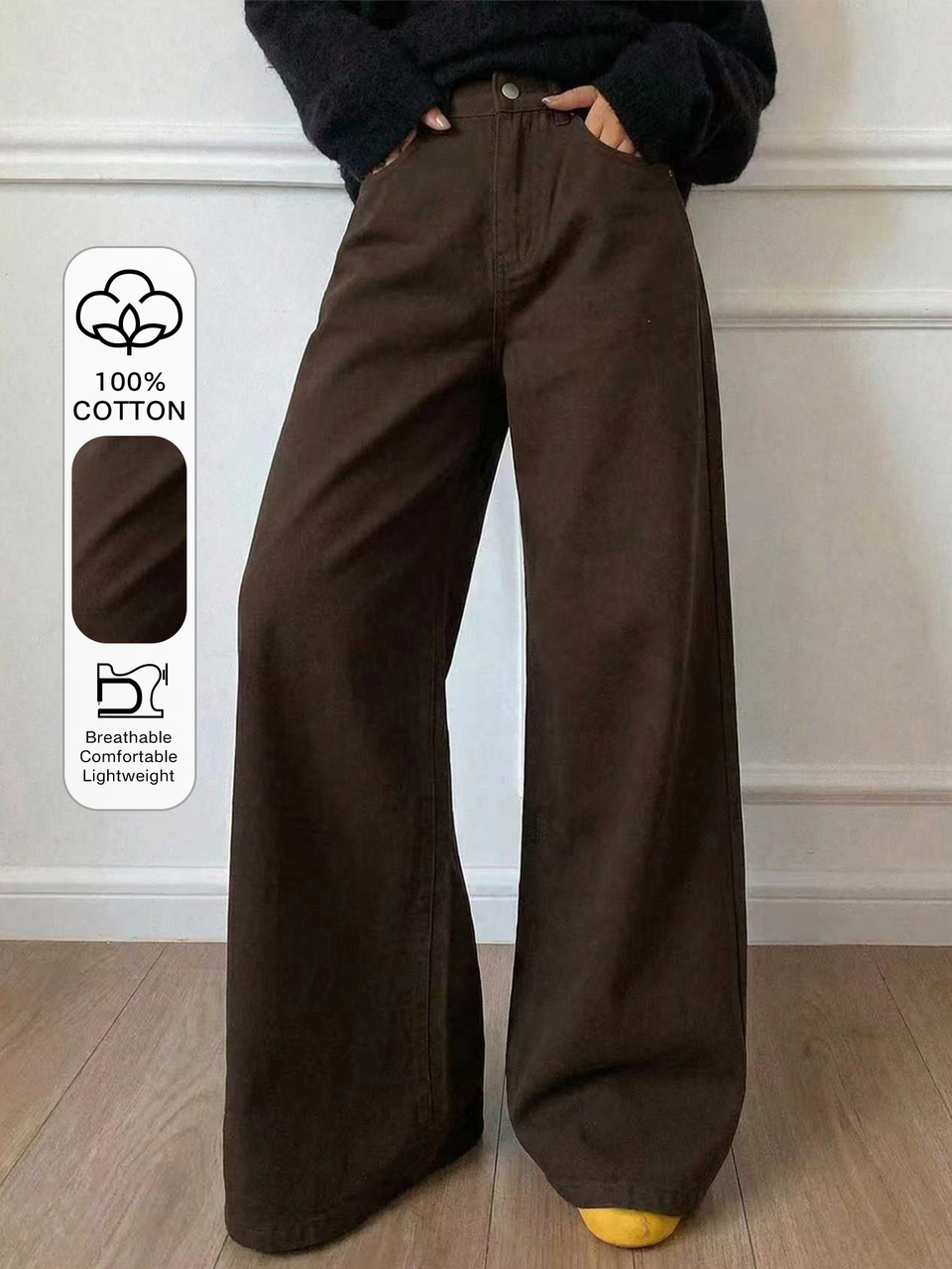 Women's Casual Button Pocket Straight Leg Denim Jeans