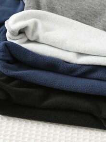 Cozy Pixies 3件組男嬰兒童休閒日常舒適拼接圓領套頭長袖針織上衣，3色各1件 - 藍色 - 查看 7