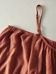 Hotletica 女款素色露肩長袖寬鬆時尚上衣 - 橘色 - 查看 6