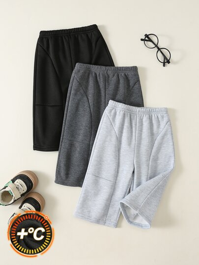 SHEIN Baby Boy Solid Color Casual Versatile Daily Wear Long Pants 3pcs/Set