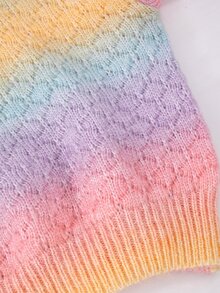 SHEIN 女童秋冬時尚簡約厚針織長袖上衣 - 彩色 - 查看 7