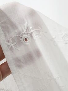DAZY 女款花卉刺繡圖案休閒日常襯衫 - 白色 - 查看 6