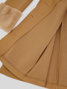 Sweetra Plus Size Wool Blend Cape Coat 2 Pieces Set, Autumn/Winter - Khaki - View 9