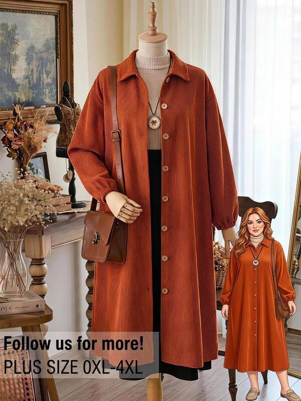 Rusticease Plus Size Women's Solid Color Casual Versatile Daily Long Sleeve Jacket Autumn Fall Clothes For Women  Country Western Brown