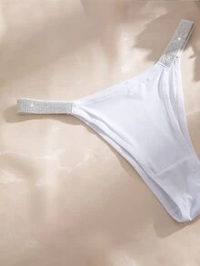 SHEIN 銀色腰帶舒適性感女款三角內褲 7件組 - 黑與白 - 查看 8