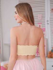 PetitDoll 1pc Lace Strapless Bandeau Bra For Women - Apricot - View 2
