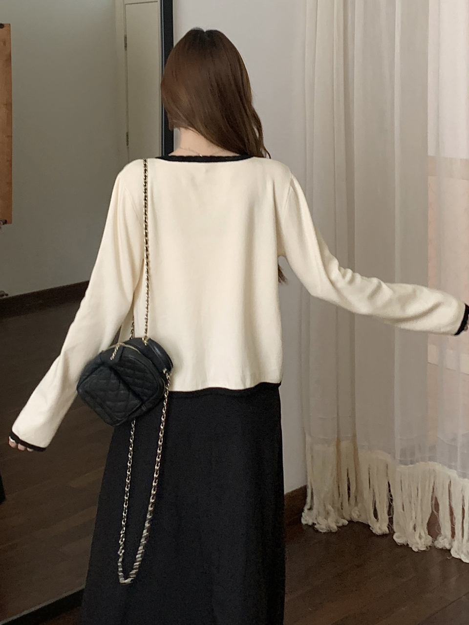 Women's Contrast Trim Cardigan & Camisole 2 Pieces Set