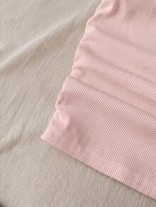 SHEIN 青少年女孩白色純色星星圖案百褶針織背心，適合休閒穿著，冬季 - 粉色 - 查看 4