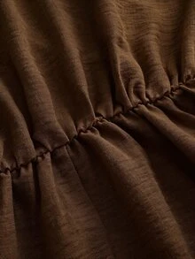 SHEIN PariChic 女款優雅蕾絲拼接鈕扣設計洋裝 - 咖啡棕 - 查看 6