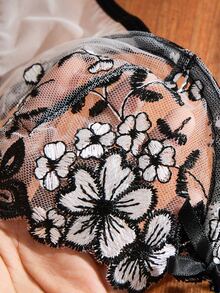 SHEIN 女款性感內衣藍色4件套 - 黑與白 - 查看 5