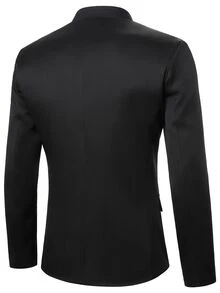 Manfinity AFTRDRK British Business Style Men's Button Front Blazer - Black - View 2