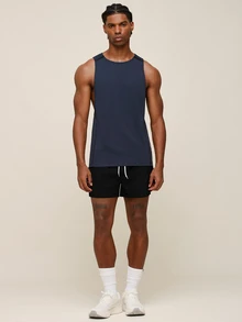 OTTIMOZO Men's Horn Print Casual Fitness Sports Tank Top - Navy Blue - View 3