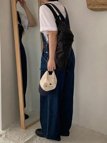 Dazy Plus Layered Spring/Autumn New Casual Vintage Denim Overalls And Jumpsuit For Girls - Dark Wash - View 2