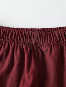 SHEIN 3件組女童美式籃球風連帽運動套裝，酒紅色拼接落肩拉鍊短夾克，附Brooklyn字母印花設計與側條紋袖飾，搭配寬腿運動長褲，梭織布料，歐美校園休閒童裝 - 酒紅色 - 查看 11