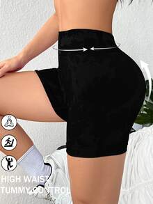SHEIN Velisys Women's High Waist Slim Fit Sports Athletic Low Waist Shorts Gym Running Black Summer - Multicolor - View 5