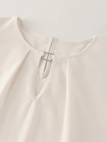 Balvessa Women's Autumn/Winter Beige/Apricot Metal Decor Elegant Commute Blouse - Apricot - View 4