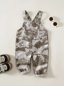 SHEIN Unisex Newborn Baby Boy/Girl Baby Boy 100% Cotton Casual Fashion Versatile Camouflage Denim Overalls Jumpsuit Cargo Pants, Baby Boy Clothing Set, Baby Boy Summer Outfit, Soft, Denim, Jeans - Multicolor - View 5