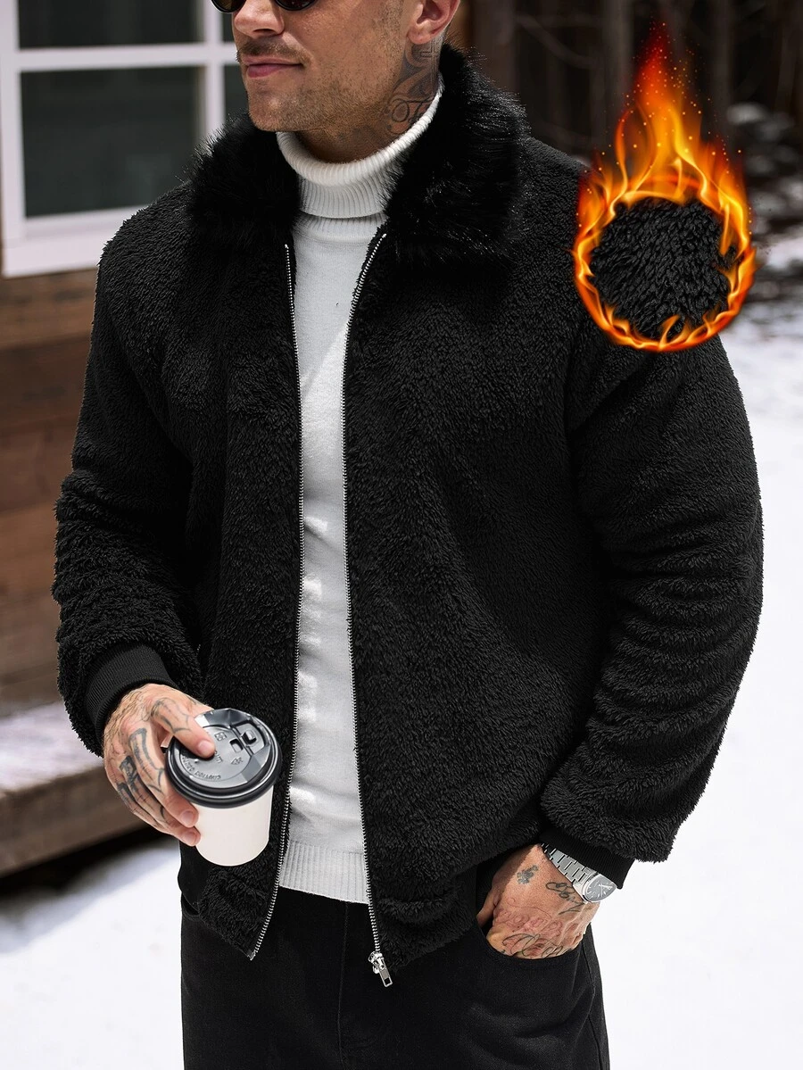 Manfinity CasualCool جاكيت رجالي كاجوال بطراز ريترو أنيق بأكمام طويلة من القماش الناعم، ضروري للخروجات وأوقات الفراغ، هدية مثالية للعائلة والأصدقاء - الأسود - مشاهدة 1
