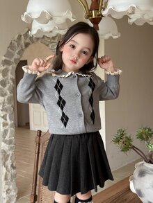 DAZY Infant/Toddler (Girl) Casual Solid Color Pleated Bottoms - Grey - View 3