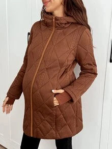SHEIN Maternity Autumn/Winter Hooded 3-In-1 Jacket - Brown - View 6