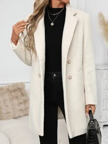 SHEIN Clasi Women's Autumn/Winter Casual Versatile Overcoat - Apricot - View 3