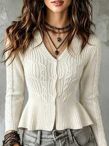Breezaya Cardigan Wanita Warna Polos Kasual Serbaguna untuk Aktivitas Sehari-hari - Aprikot - View 5
