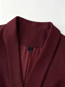 Lumivelle 時尚優雅通勤純色西裝外套 - 酒紅色 - 查看 7