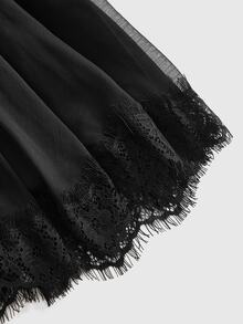 ROMWE Avant Minimalist Sexy Palace Romantic Vacation Sheer Mesh Lace Spaghetti Strap Plus Size Women's Short Dress - Black - View 3