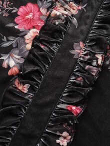 LUMIGAL Women's Elegant Floral Print Top For Autumn - Black - View 6
