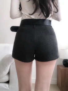 DAZY Women's Solid Color Casual Korean Style Youthful Elegant Shorts - Grey - View 2