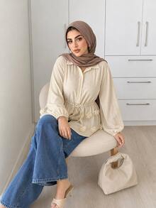 Solavon بلوزة مقاس كبير حلوة بأزرار وفتحة نصفية وزخرفة زهور ثلاثية الأبعاد - أصفر - مشاهدة 6