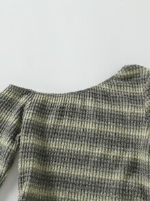 SHEIN 女童休閒舒適修身長袖T恤與舒適鬆緊腰寬腿寬鬆長褲2件套 - 黃色 - 查看 6