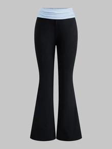 SHEIN Teen Girl Colorblock Casual Versatile Daily Flare Pants - Multicolor - View 4