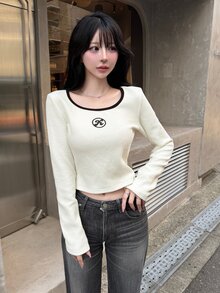 FRIFUL Women's Casual Versatile Long Sleeve T-Shirt, Autumn - White - View 2