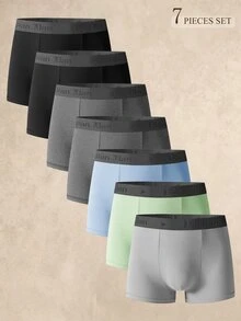 SHEIN 男士字母腰帶休閒四角內褲 (7件組) - 彩色 - 查看 1