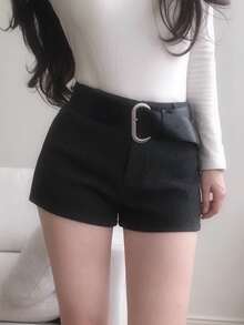 DAZY Women's Solid Color Casual Korean Style Youthful Elegant Shorts - Grey - View 8