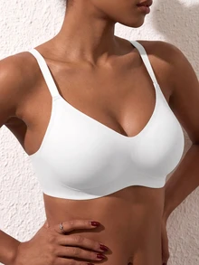 SHEIN 2件組女款極簡舒適無縫果凍膠無鋼圈可拆式胸墊內衣 - 彩色 - 查看 7