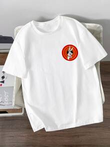 LOONEY TUNES X SHEIN Manfinity Joysei Men's Casual Everyday Short Sleeve T-Shirt With Letter & Cartoon Graphic - White - View 2