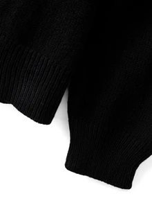 GlowEve CURVE Cardigan Formal Pagi Warna Hitam Motif Bunga 3D Elegan Ukuran Plus, Kerah Bulat, Kancing, Lengan Panjang, Cocok untuk Musim Semi dan Musim Dingin - Hitam - View 6