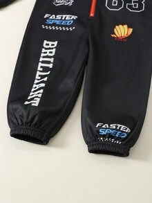 SHEIN 男嬰字母圖案針織柔軟圓領長袖連身衣，百搭舒適 - 彩色 - 查看 7