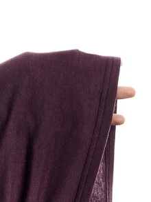 LYSMO Đầm thời trang nữ trễ vai tay dài nhún bèo màu trơn - Màu đỏ tím - Xem 4