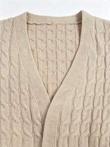 SHEIN Women's Solid Color Camisole Top And Cardigan And Long Pants Knit 2 Pieces Set - Khaki - View 8