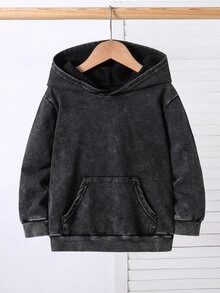 SHEIN 小男孩破舊風長袖口袋設計運動衫 - 彩色 - 查看 1