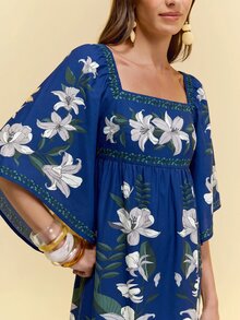 CAJUNI Women's Floral Print Fashion Vacation Dress - Navy Blue - View 4