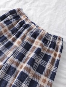 Boys' Colorblock Pocket Plaid Long Sleeve Pants Pajama Set, Autumn/Winter - Grey - View 8