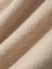 DAZY Autumn/Winter Champagne Off-Shoulder Open Shoulder Slim Fit Ribbed Knit Long Sleeve Bell Cuff Base Layer Sweater Date Party Flattering Women's Sweater - Apricot - View 8