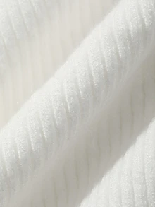FRIFUL Women's Letter Embroidered High Neck Patchwork Fur Cuff Sweater - White - View 9