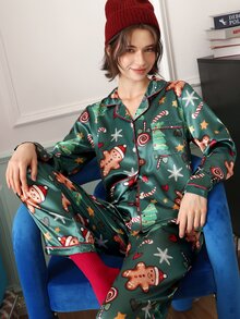 Chillnights PJS8 Women's Satin Digital Print Pajama Set - Multicolor - View 1